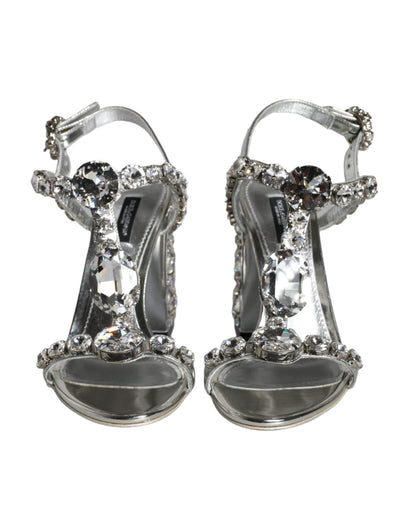 Silver Crystals High Heels Sandals Shoes