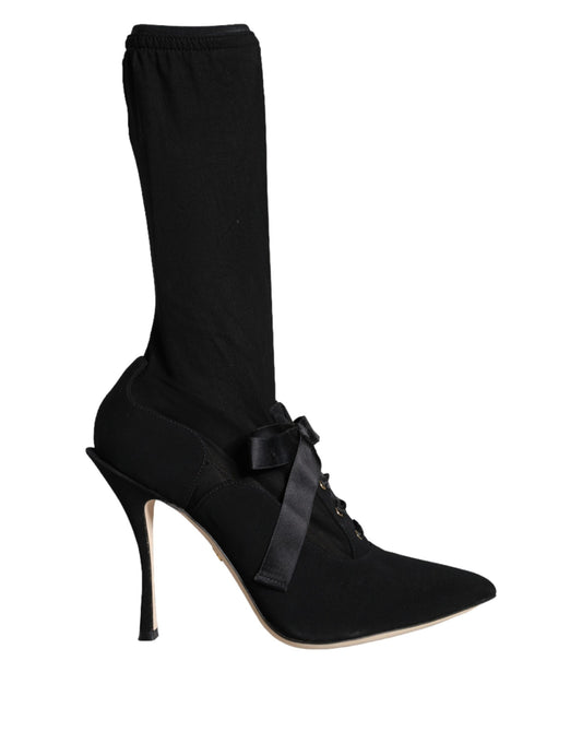 Black Stiletto Heels Mid Calf Boots Shoes