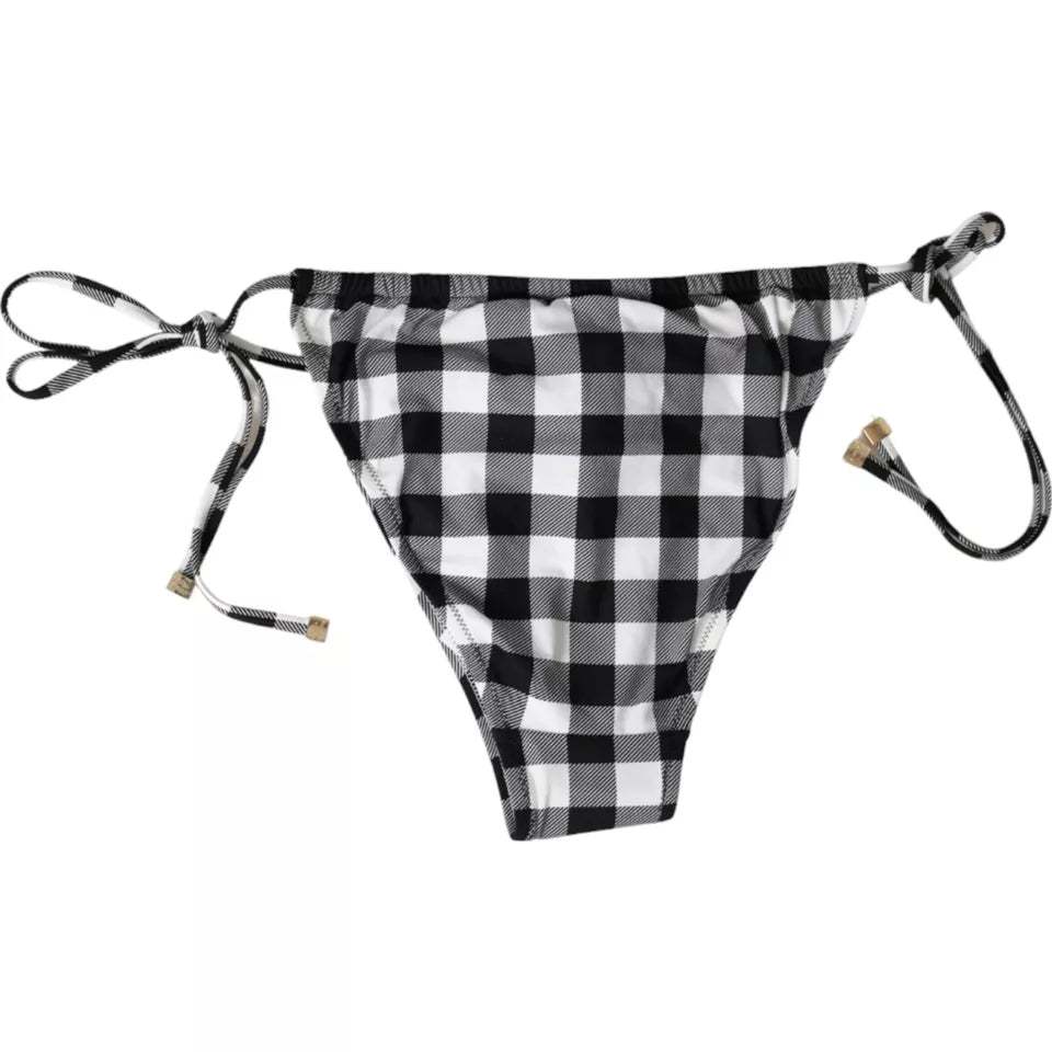 Black White Check Swimwear Beachwear Bottom Bikini