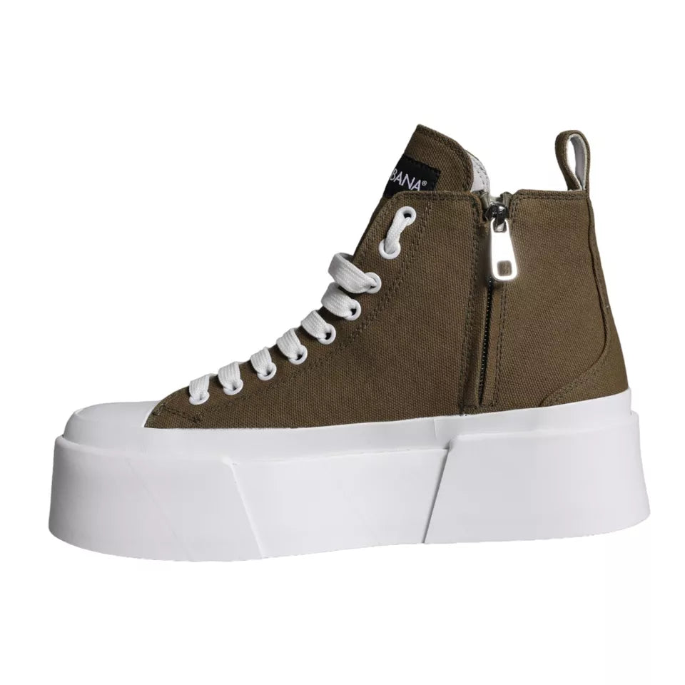 Army Green Canvas Logo Sneakers Boots Shoes