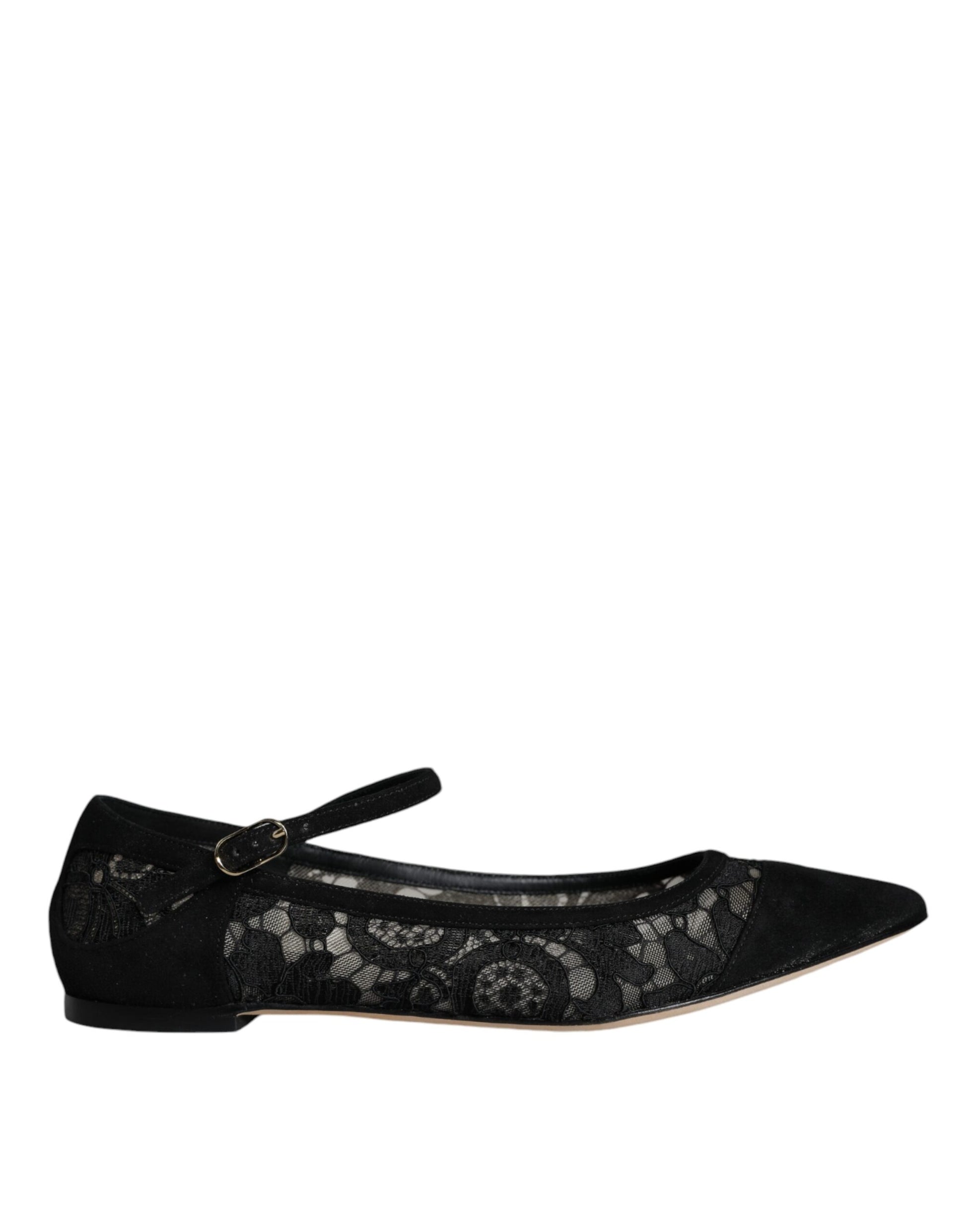 Black Taormina Lace Bellucci Flats Shoes