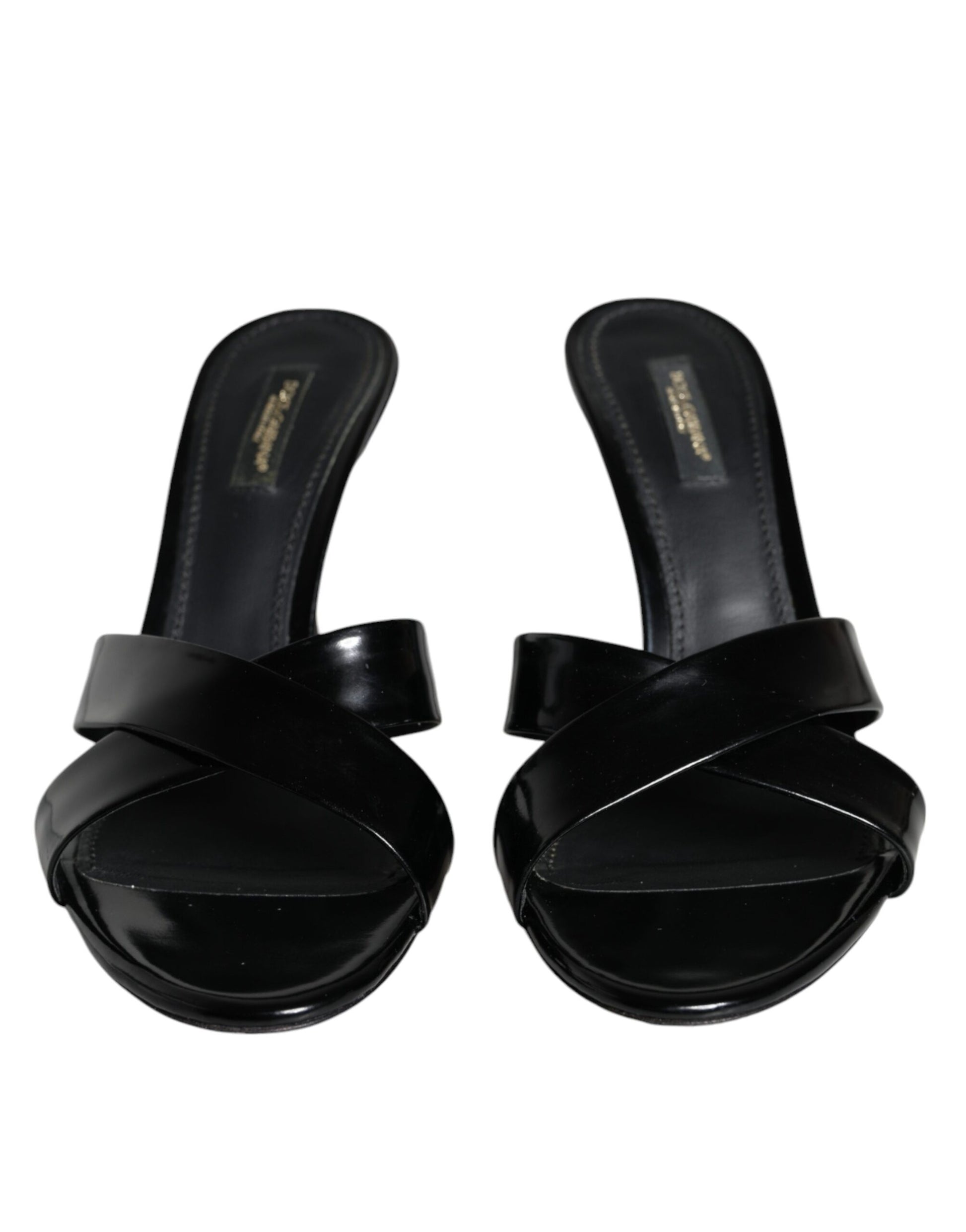 Black Leather Slides Keira Sandals Shoes