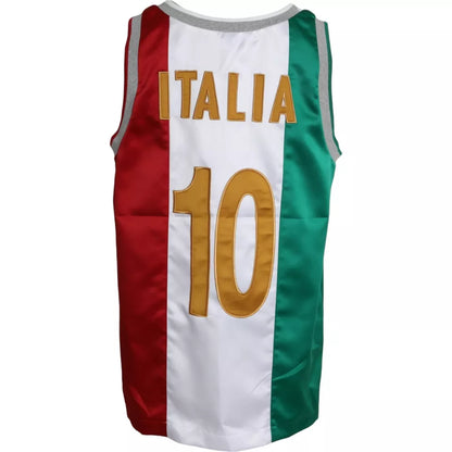 White Green Sleeveless Top Italian Flag Basket T-shirt