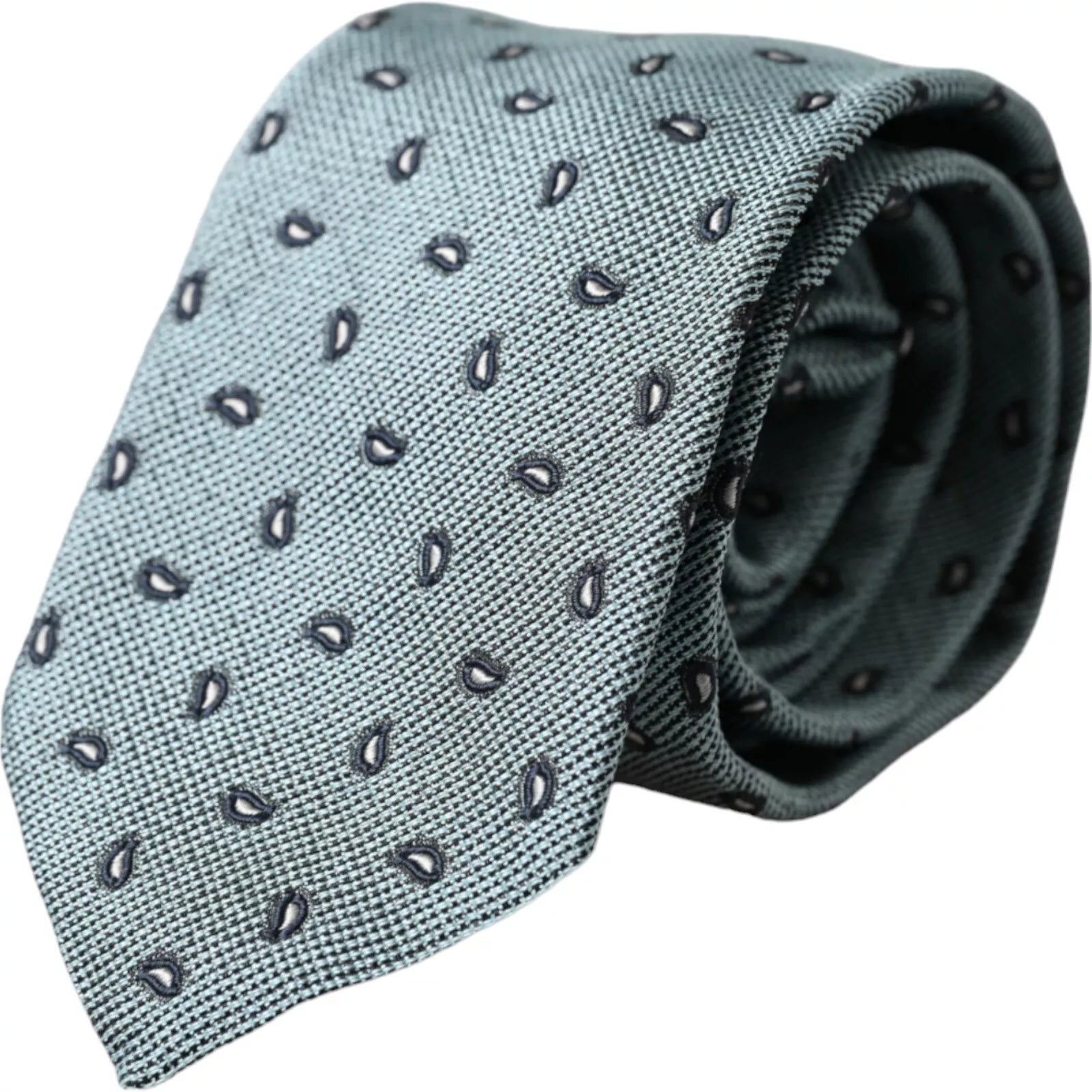 Green 100% Silk Patterned Adjustable Men Tie