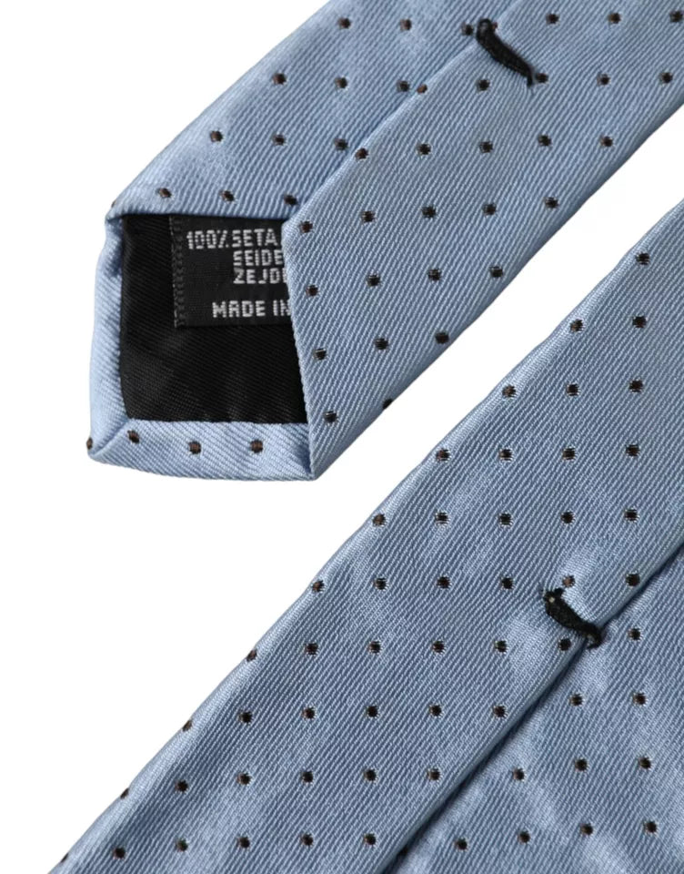 Light Blue Polka Dot Silk Adjustable Men Tie