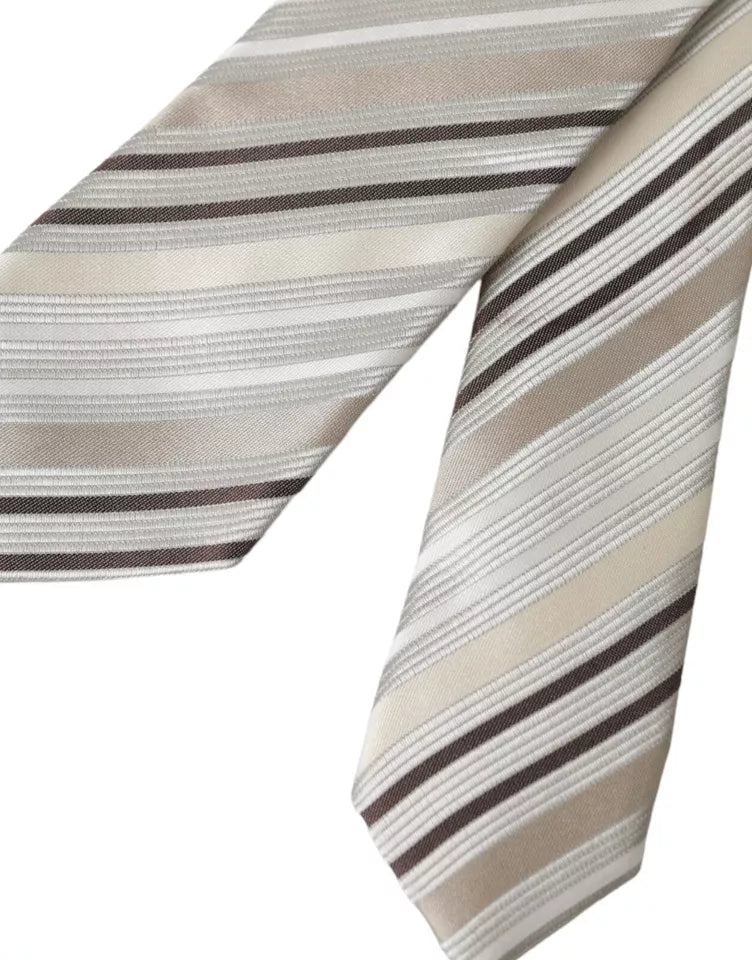 Beige Stripes Fantasy Silk Adjustable Men Tie