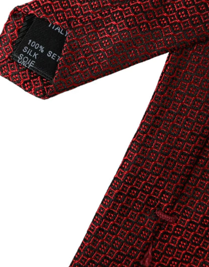 Red Patterned 100% Silk Adjustable Men Tie