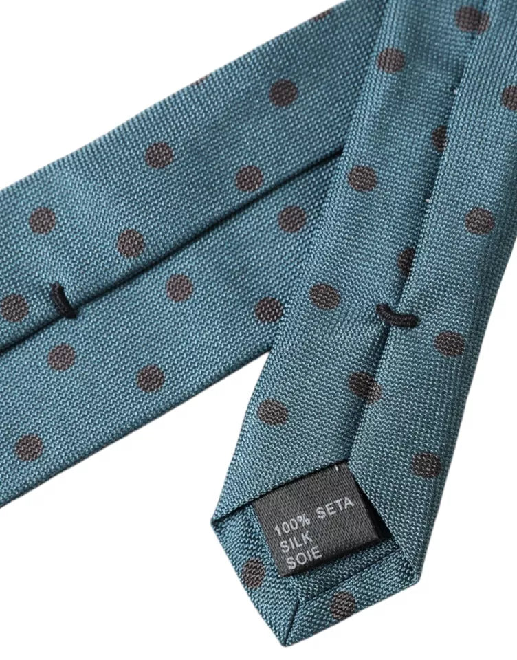 Green Black Polka Dot Silk Adjustable Men Tie