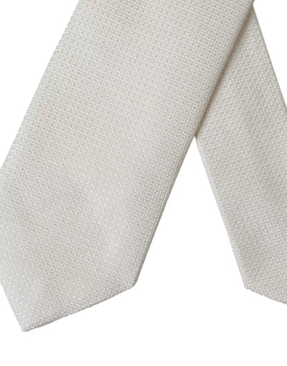 Off White Patterned Silk Classic Adjustable Tie