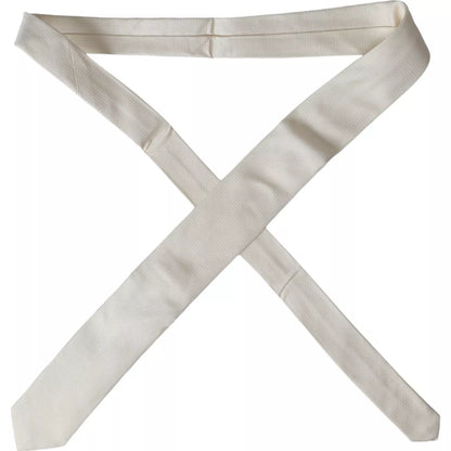 Off White Patterned Silk Classic Adjustable Tie