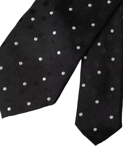 Black Polka Dot Fantasy Silk Adjustable Men Tie