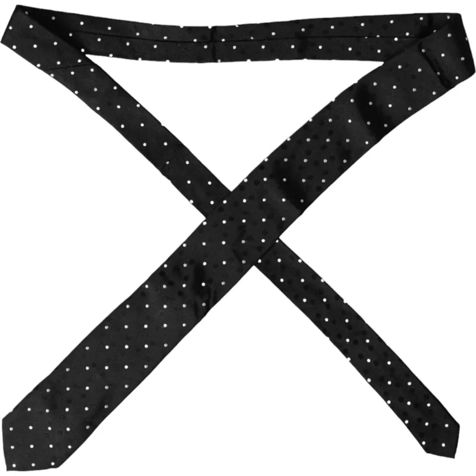 Black Polka Dot Fantasy Silk Adjustable Men Tie