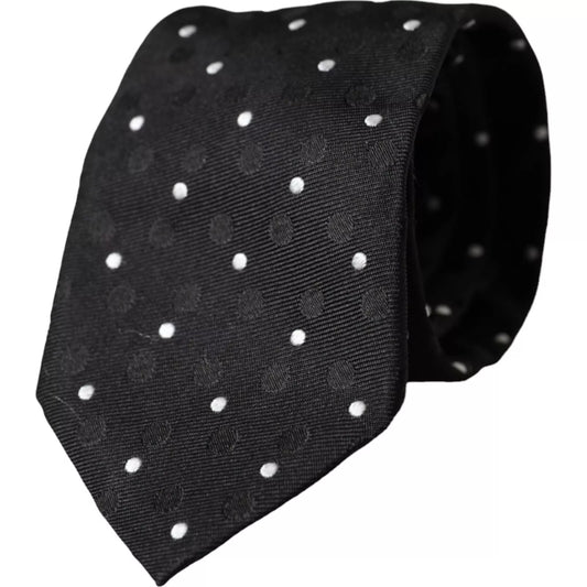 Black Polka Dot Fantasy Silk Adjustable Men Tie