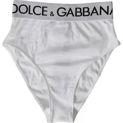 White Cotton Stretch Branded Logo Underwear