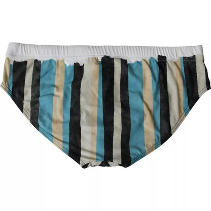 Multicolor Stripes Logo Beachwear Brief Swimwear