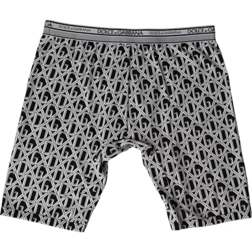 Black White DG Logo Cotton Stretch Cycling Underwear Men