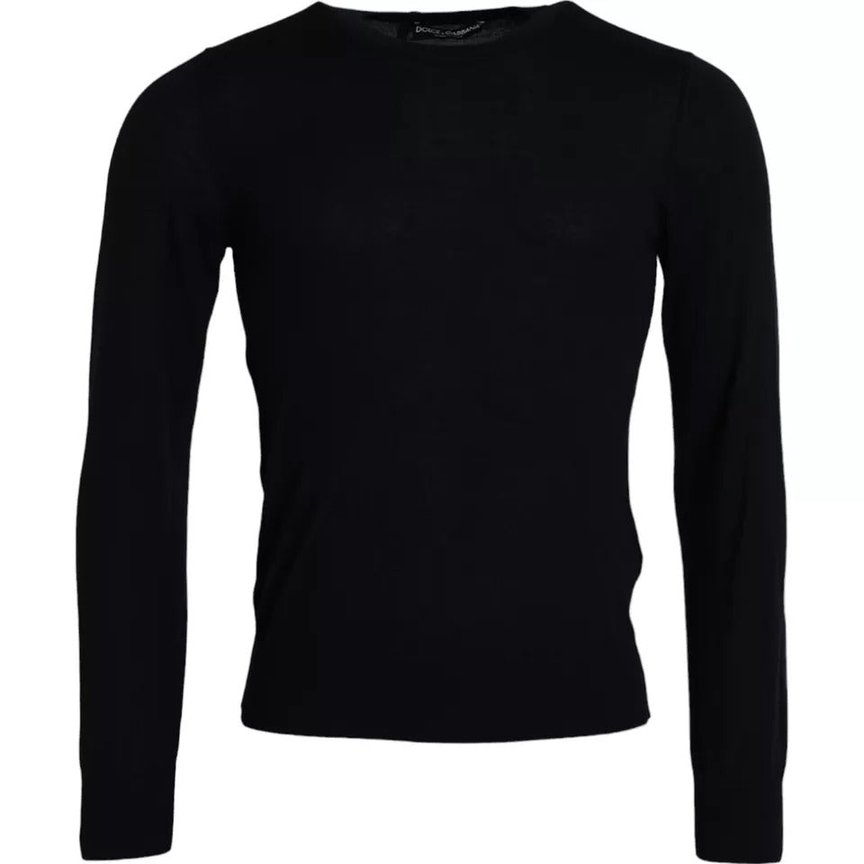 Black Cashmere Crew Neck Pullover Sweater