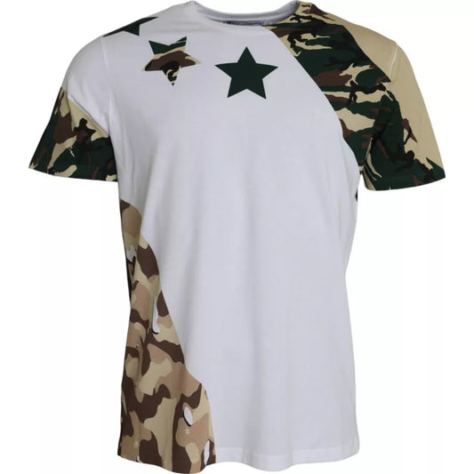 White Camouflage Stars Crew Neck Men T-shirt