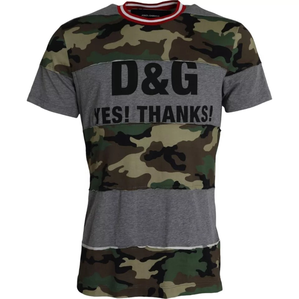 Multicolor Camouflage Cotton Crew Neck Men T-shirt