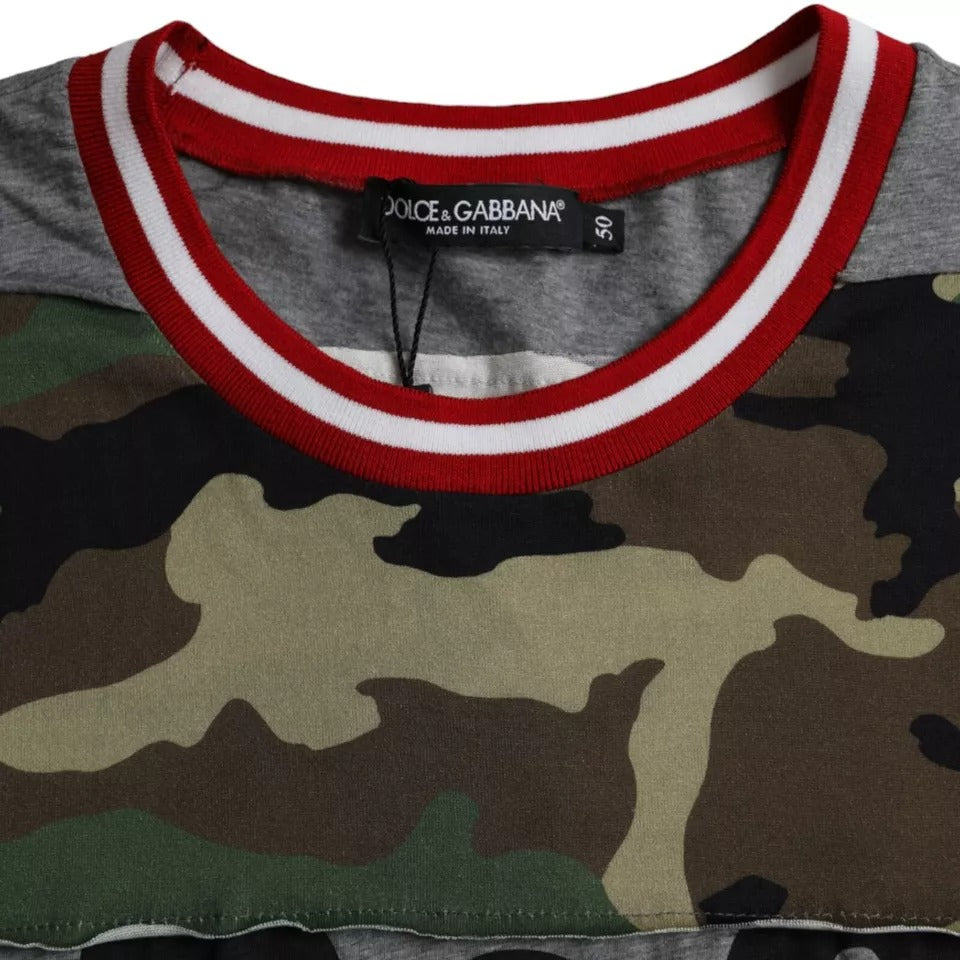 Multicolor Camouflage Cotton Crew Neck Men T-shirt