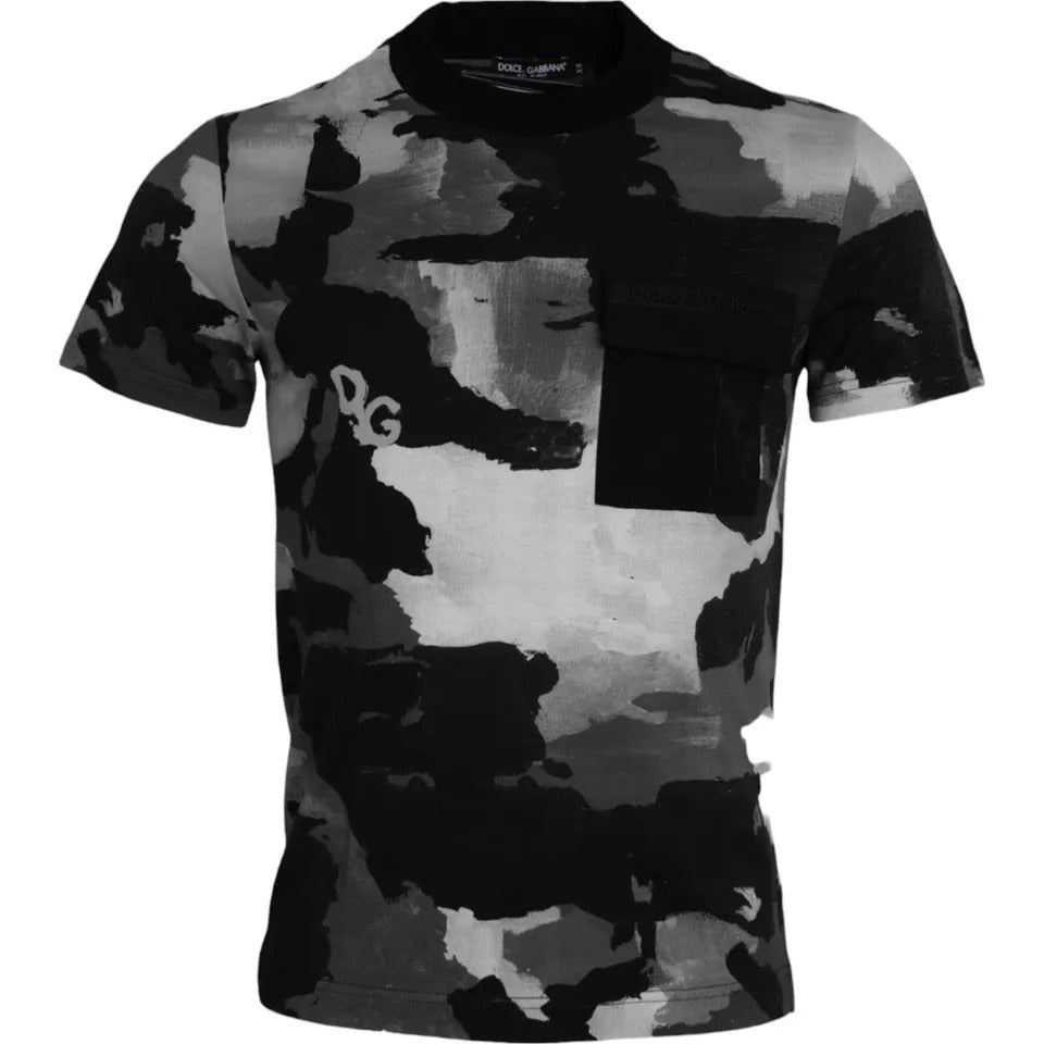 Multicolor Camouflage Cotton Crewneck T-shirt