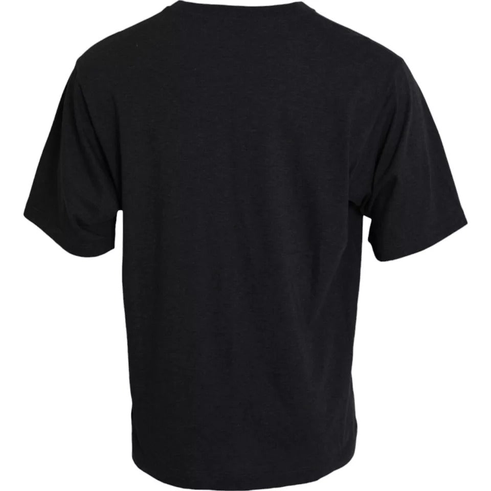 Black Cotton Crew Neck Short Sleeves T-shirt