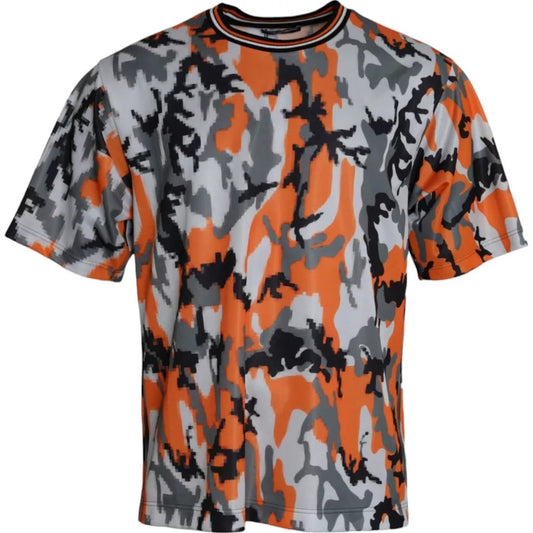 Multicolor Camouflage Cotton Crew Neck Men T-shirt