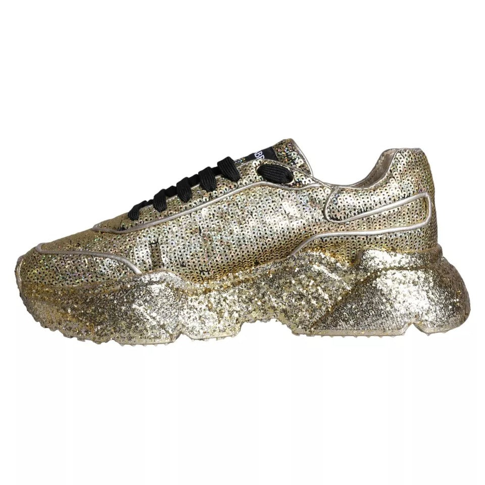 Gold Sequined Daymaster Low Top Sneakers Men Shoes