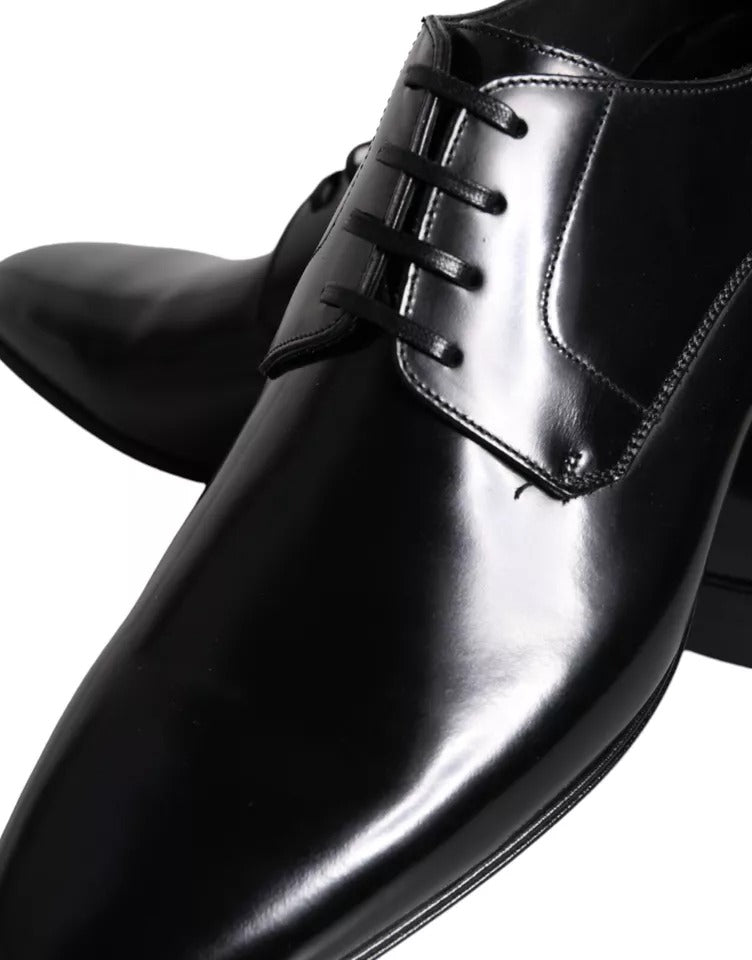 Black Calf Leather Derby Men Dress Shoes