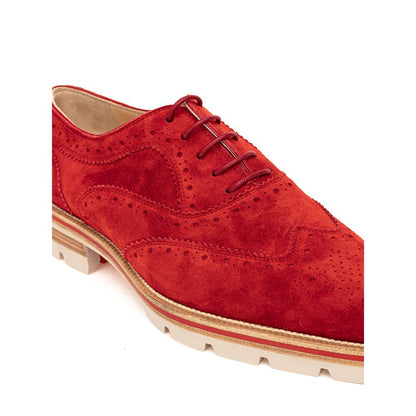 Red Suede Flat Shoe