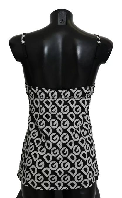 Black DG Mania Print Sleeveless Swimwear