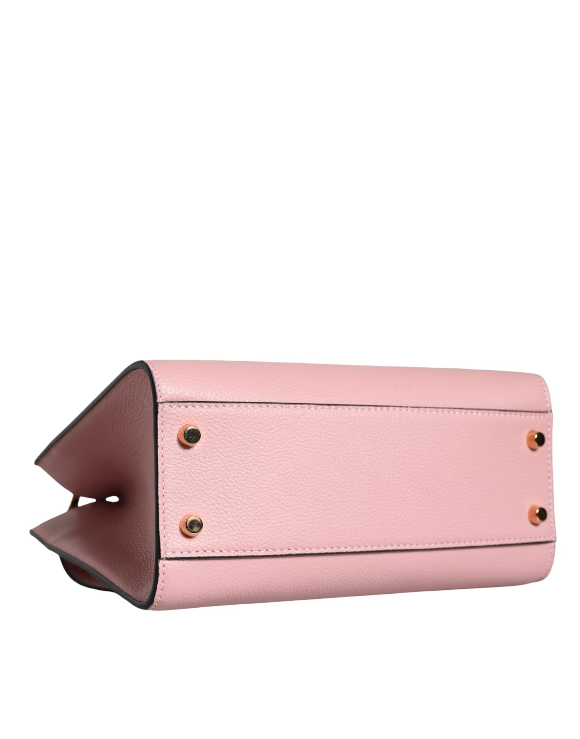 Pink Small Top Handle Grainy Calf Leather Crossbody Bag