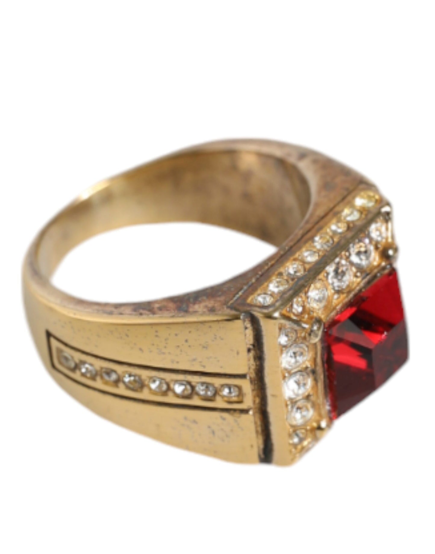 Gold Plated 925 Silver Red Crystal Ring