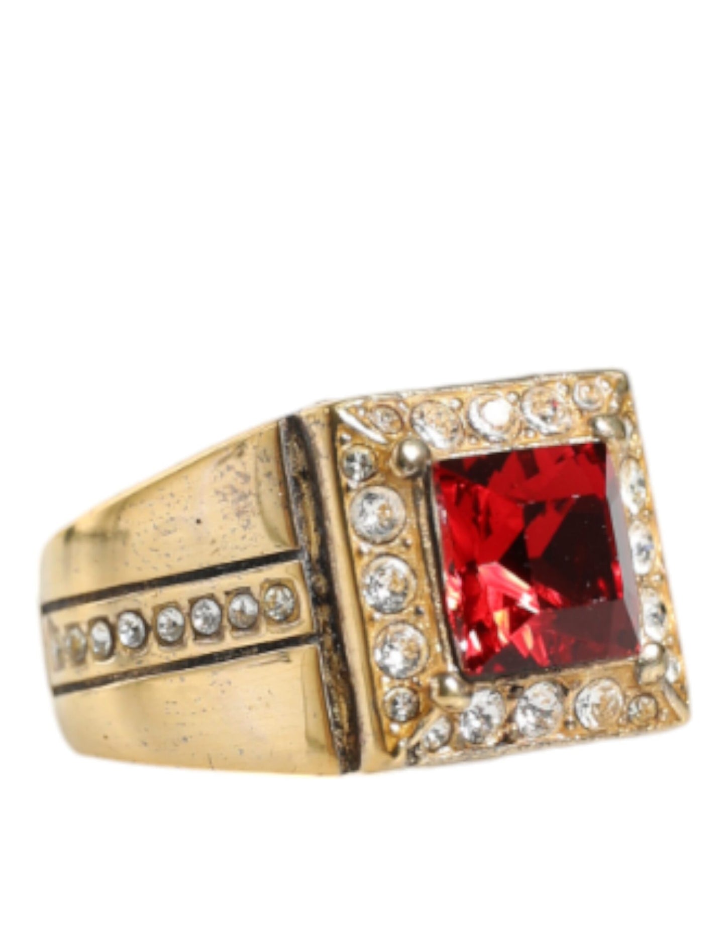 Gold Plated 925 Silver Red Crystal Ring