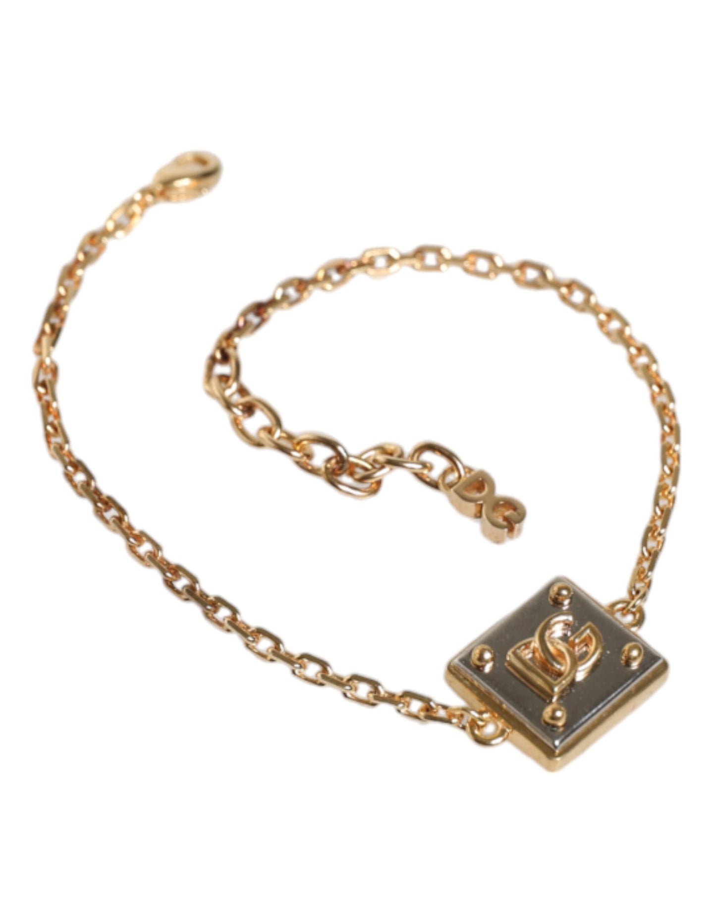 Gold Brass Chain Logo Sicily Pendant Necklace