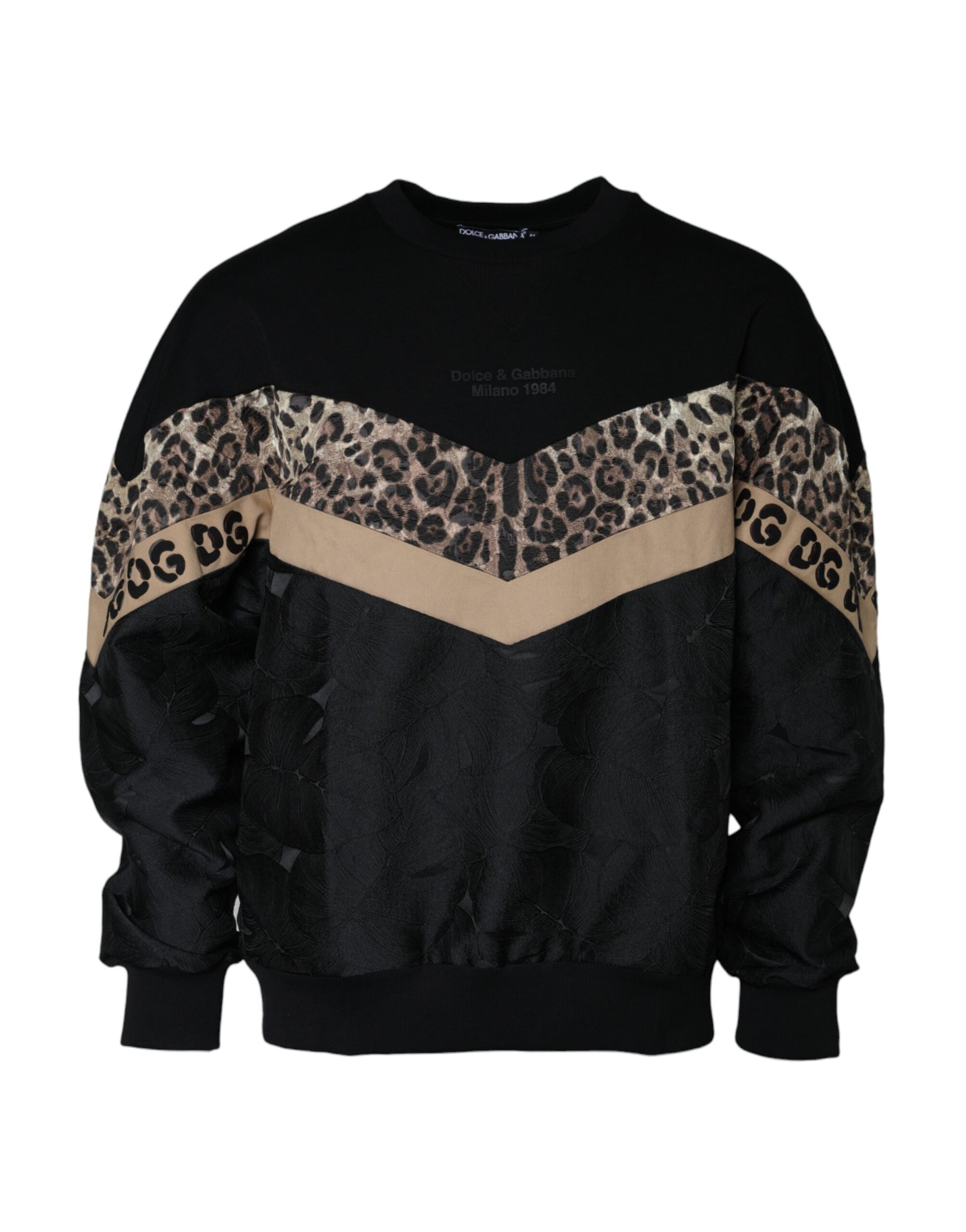 Black Leopard Crew Neck Sweatshirt Sweater