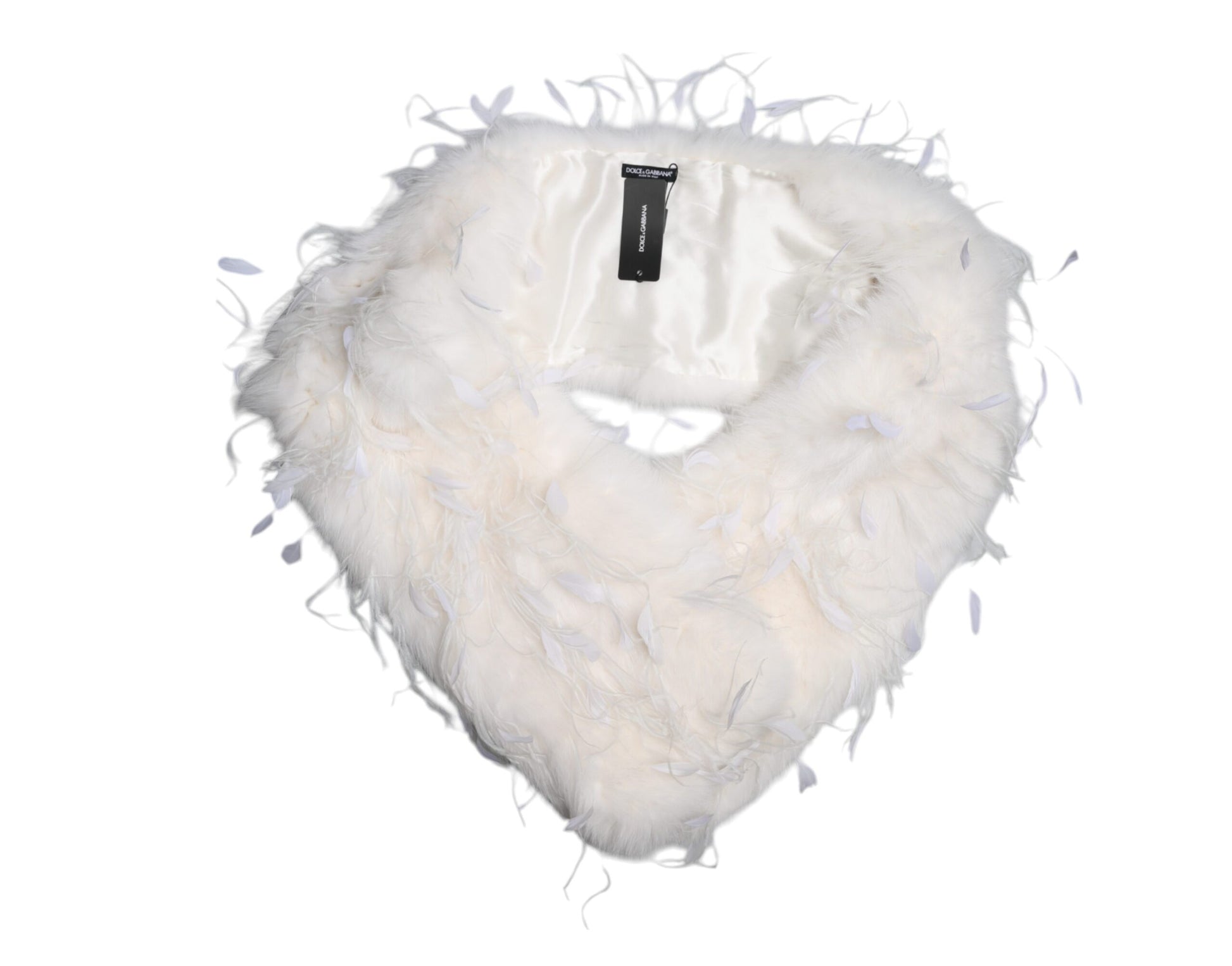 White Fox Rooster Feathers Neck Warmer Scarf