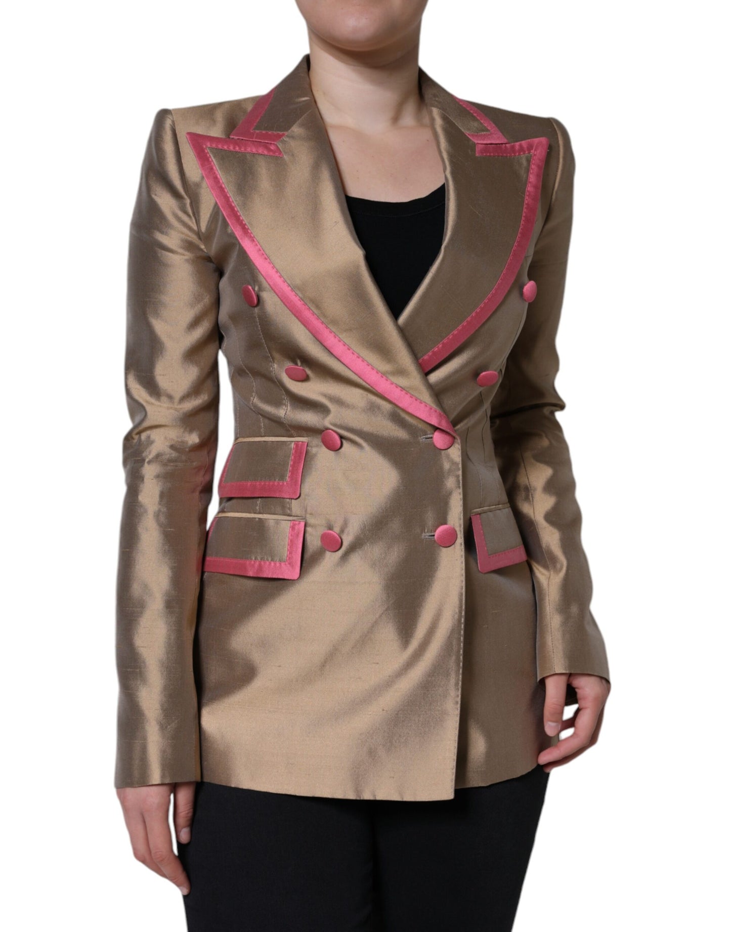 Metallic Brown Double Breasted Blazer Jacket