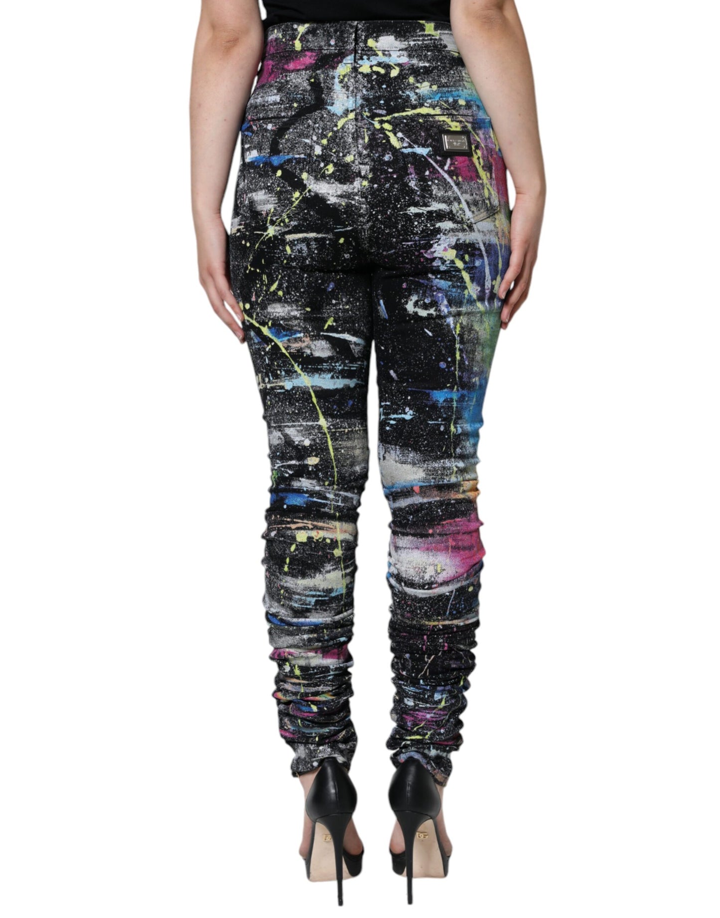 Multicolor Splatter Paint Cotton Skinny Denim Jeans