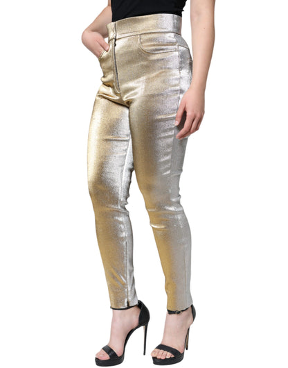 Metallic Gold High Waist Skinny Pants