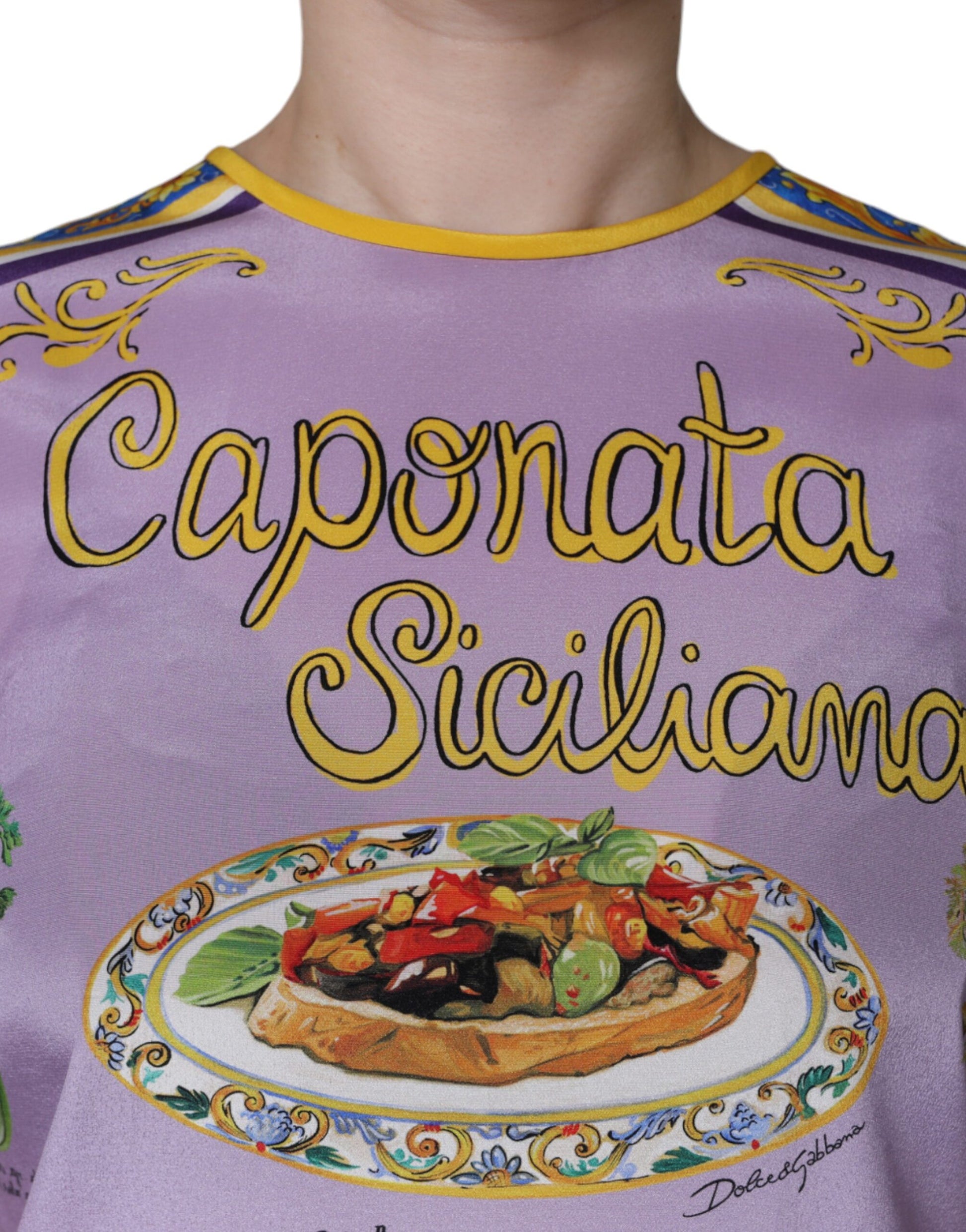 Purple Silk Caponata Siciliana Print Tank Top