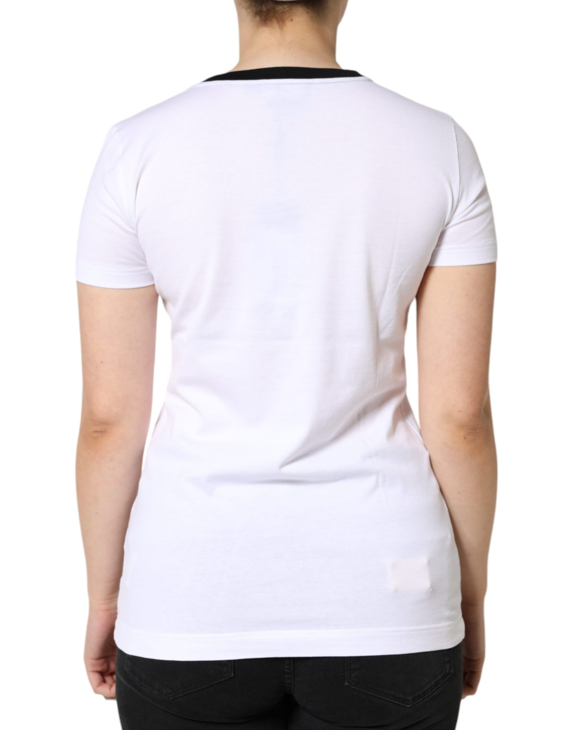 White Eleganza Print Cotton Short Sleeves T-shirt