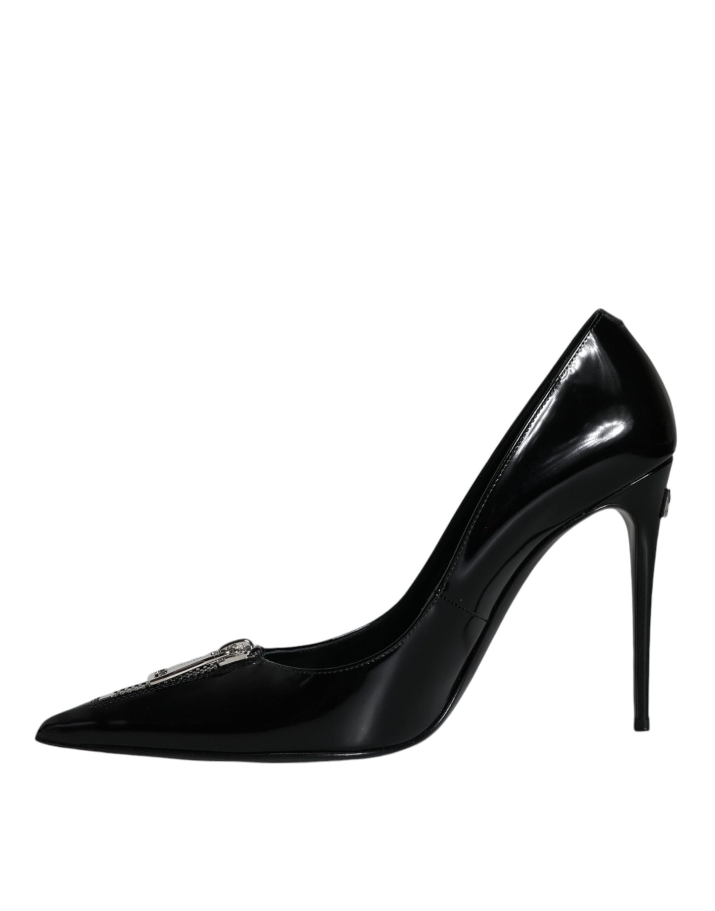 Black Patent Leather Zipper Heels Pumps Shoes