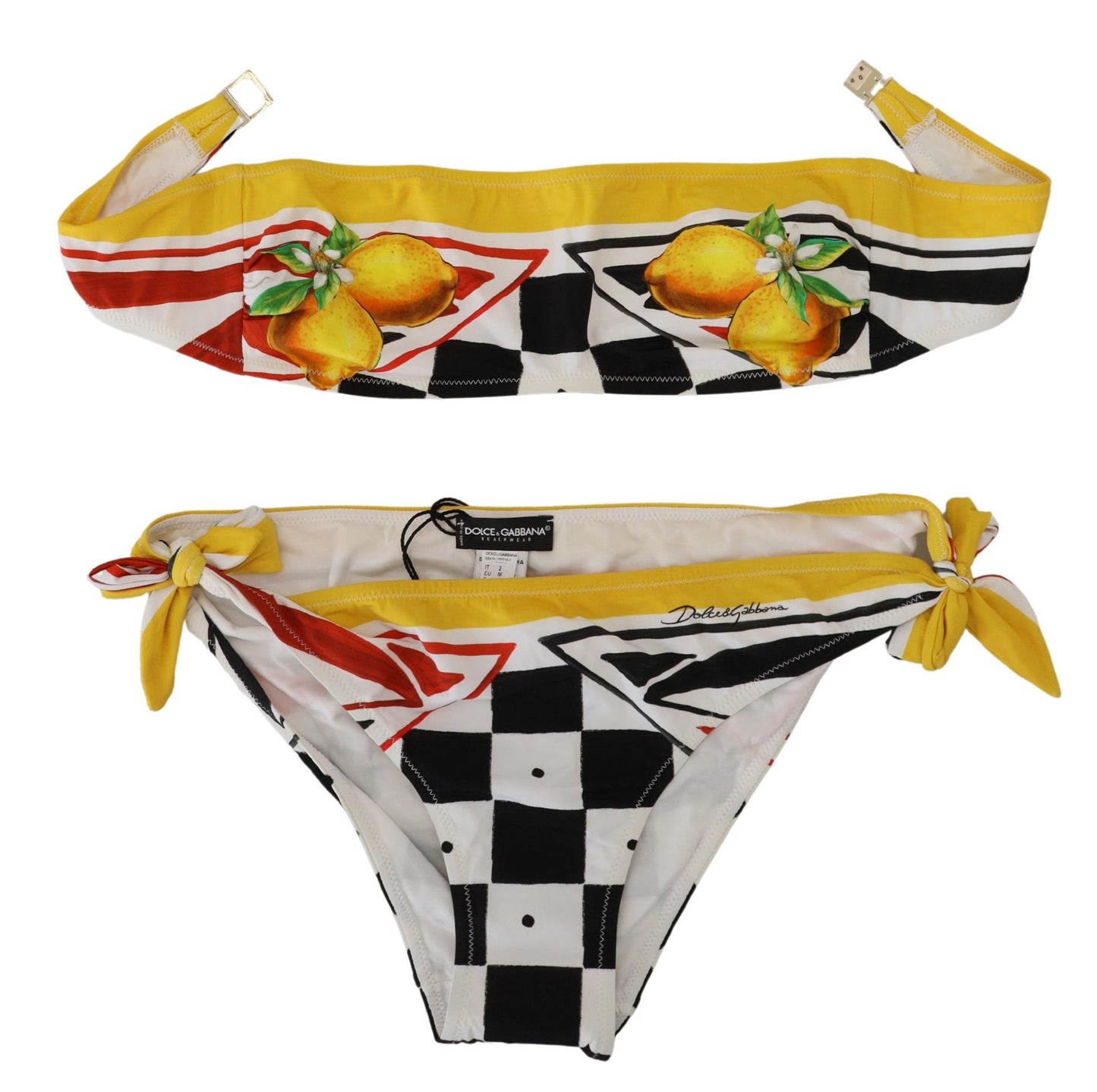 Multicolor Carretto Lemon 2 Pc Swimwear Bikini Top Bottom