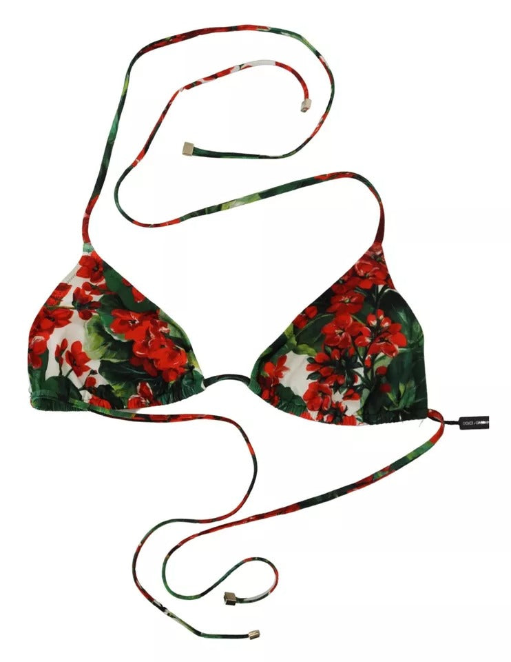 Multicolor Geranium Halter Beachwear Bikini Top