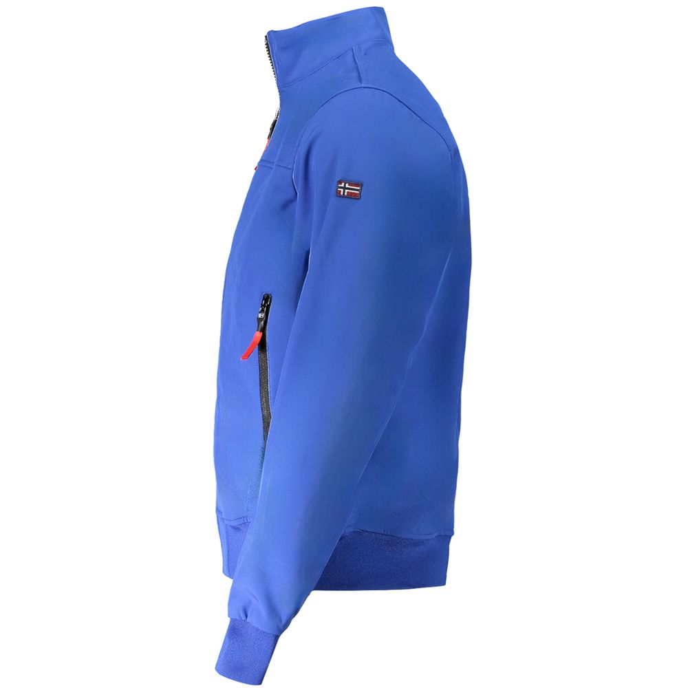 Blue Polyester Men Jacket