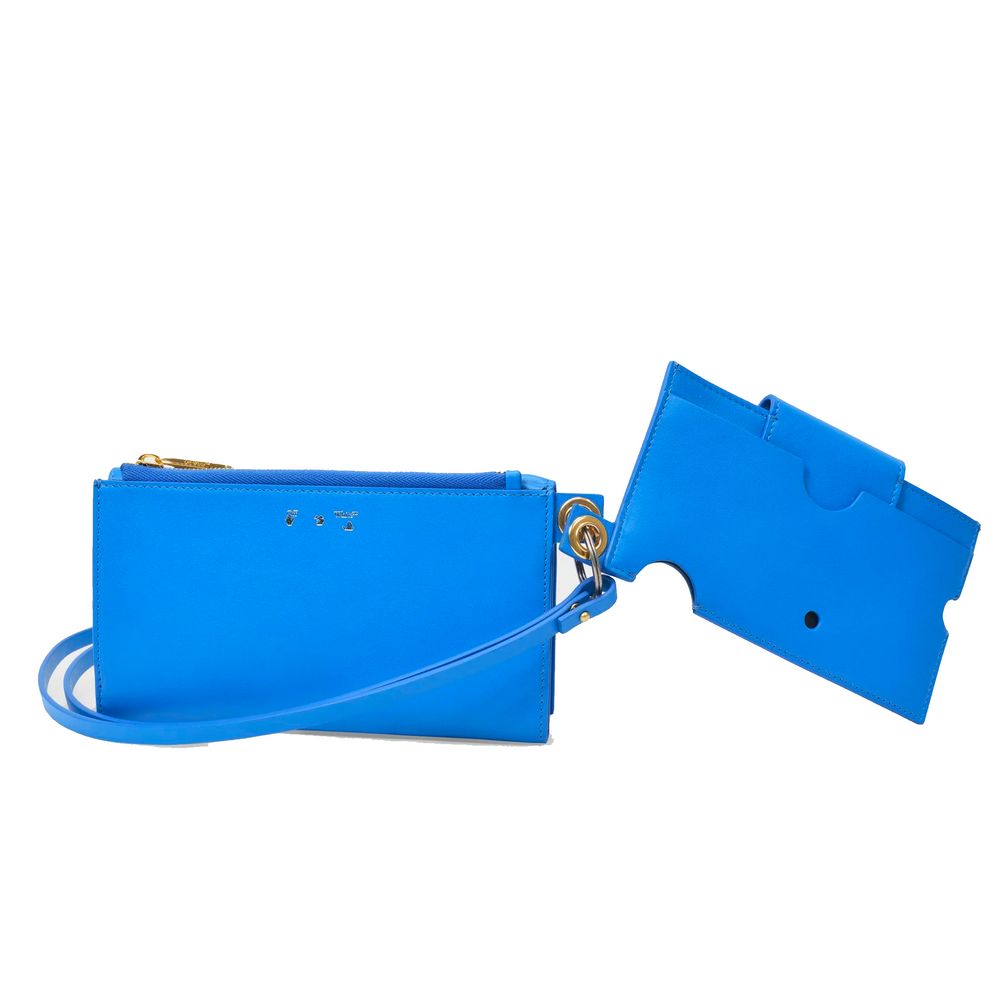 Blue Leather Shoulder Bag