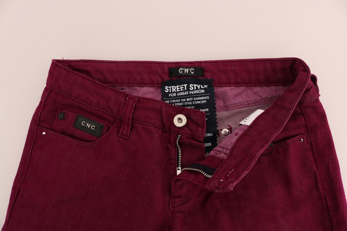 Sleek Red Straight Fit Luxury Jeans