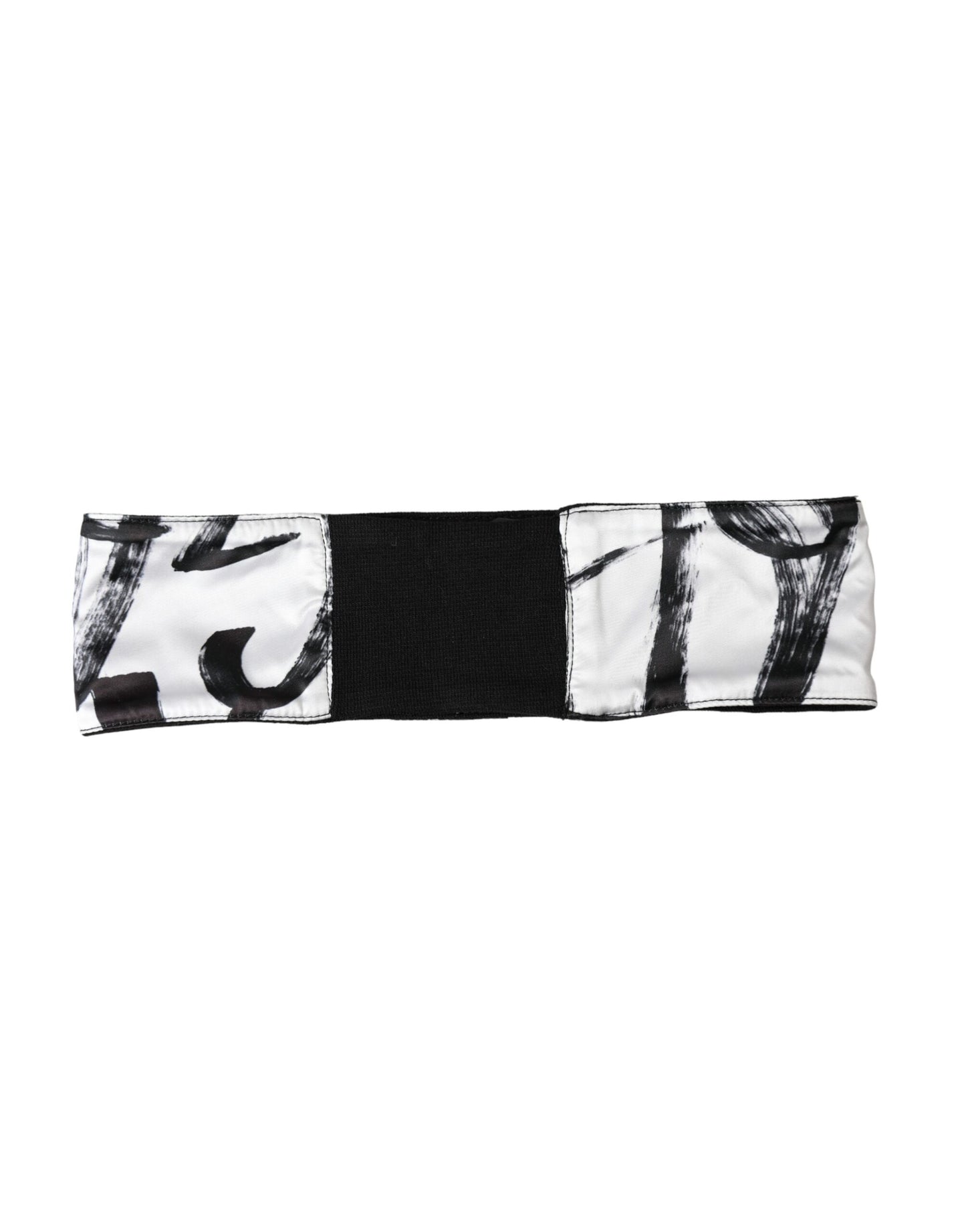 White Black Logo Print Silk Head Band Hat Men