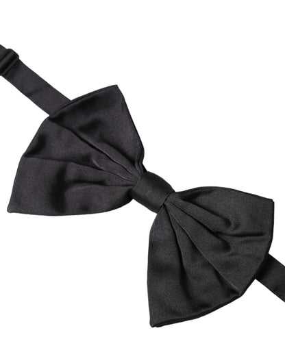 Black Satin Silk Adjustable Neck Men Bow Tie